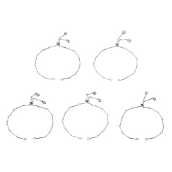 Нержавеющая Сталь Цвет Изготовление браслета-цепочки из латуни, с 304 прелестей из нержавеющей стали, звезда/крест/сердце, подходит для соединительных шармов, цвет нержавеющей стали, 9-5/8 дюйм (24.5 см), отверстие : 3.5 мм