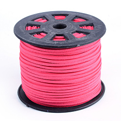 Ярко-Розовый Замша Faux шнуры, искусственная замшевая кружева, ярко-розовый, 1/8 дюйм (3 мм) x 1.5 мм, около 100 ярдов / рулон (91.44 м / рулон), 300 фут / рулон