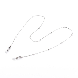 Stainless Steel Color Eyeglasses Chains, Neck Strap for Eyeglasses, with 304 Stainless Steel Link Chains and Rubber Eyeglass Holders, Stainless Steel Color, 27.76 inch(70.5cm)