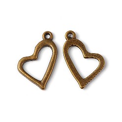 Antique Bronze Valentines Gift Ideas for Her Tibetan Style Alloy Pendant, Heart, Cadmium Free & Lead Free & Nickel Free, Antique Bronze, 20x11x2mm, Hole: 2mm