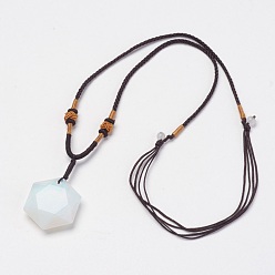Опал Opalite кулон ожерелья, с нейлоновым шнуром, 10.6 дюйм ~ 13.7 дюйм (27 см ~ 35 см)