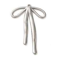 Нержавеющая Сталь Цвет Не тускнеющие 304 подвески из нержавеющей стали, очарование бантом, цвет нержавеющей стали, 42x28x2 мм, отверстие : 1 мм