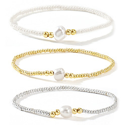 Белый Комплект из золотых браслетов с бусинами, лето 2025 стильная и универсальная коллекция из пяти украшений