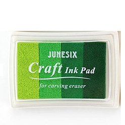 Зеленый Пластиковые штампы с чернилами для пальцев, для ребенка поделки из бумаги художественное ремесло, скрапбукинга, прямоугольные, зелёные, 78x55x18 мм