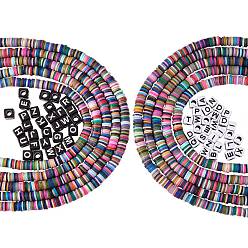 (52) Непрозрачная лаванда 10 нитки ручной работы бусины из полимерной глины нитки, диск хейши бусины & 60 шт непрозрачные акриловые бусины с буквой рамдон, разноцветные, около 380~400 шт / нитка, 17.7 дюйм, 10 пряди и 30 шт. / Цвет, 60 PC