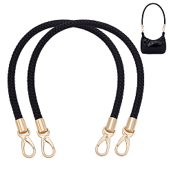 Черный Круглые плетеные шнуры для сумок из искусственной кожи с застежками из цинкового сплава, для аксессуаров для замены сумок, золотые, чёрные, 625 мм