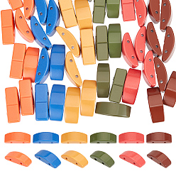 (52) Непрозрачная лаванда 60шт. 6 цвета окрашенные натуральные турмалиновые полумесяцы многорядные звенья, 2 бусины с отверстиями, для изготовления детских эластичных браслетов, разноцветные, 21x8.5x6 мм, отверстие : 1.6 мм, 10 шт / цвет