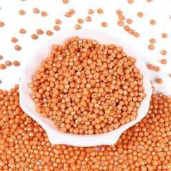 Коралловый Стеклянные бусины с перламутровым эффектом для выпечки, круглое отверстие, двухконусные, коралл, 3.5~4x4~4.5 мм, отверстие : 1~1.2 мм, Около 5625 шт / 450 г