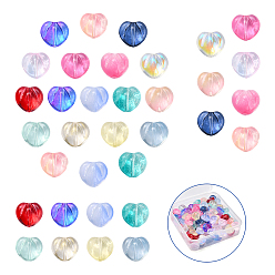 Mixed Color 120Pcs 15 Colors Electroplate Transparent Glass Beads, AB Color Half Plated, Heart, Mixed Color, 10.5x12x6.5mm, Hole: 1mm, 8pcs/color