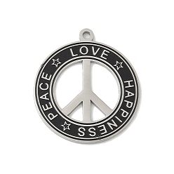 Нержавеющая Сталь Цвет 304 подвески из нержавеющей стали, знак мира прелести, цвет нержавеющей стали, 31x28x1.5 мм, отверстие : 2 мм