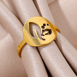 Hoja Anillos de acero inoxidable para mujer con personalidad e interés especial, dorado, hoja, diámetro interior: 304 mm