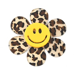 Льняное Полотно Акриловые подвески, талисманы для улыбок, белье, 55x50x4 мм, отверстие : 2 мм