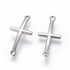 Stainless Steel Color 201 Stainless Steel Links connectors, Sideways Cross, Stainless Steel Color, 30x14x2mm, Hole: 1.8mm