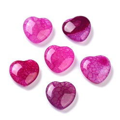 Pourpre Pierre de palmier coeur d'agate naturelle, teint, pierre de poche pour la méditation d'équilibrage énergétique, motif de veines de dragon, fuchsia, 18~19.5x19~20x6~7mm