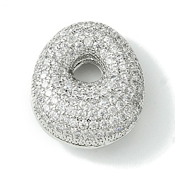 Letter O Стойки обшивки латунь кубического циркония подвески, без кадмия и без свинца, долговечный, алфавит, Письмо O, 22x19x9 мм, отверстие : 4x2 мм