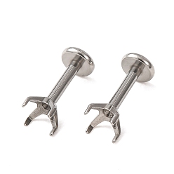 Stainless Steel Color 304 Stainless Steel Prong Earring Settings, for Pointed Back Rhinestone, Stainless Steel Color, 9x4.5x4.5mm, Pin: 1mm, fit for 4x4mm Rhinestone