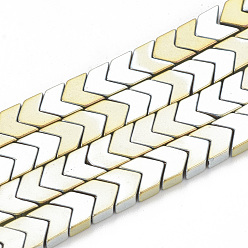 Зеленое Покрытие Гальванизировать немагнитных синтетический гематит бисер пряди, стрелка, зеленый покрытием, 6x4x2 мм, отверстие : 0.8 мм, около 95 шт / нитка, 16.1 дюйм