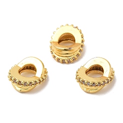 Золотой Стойки обшивки латунь кубического циркония европейский шариков, бусины с большим отверстием, без кадмия и без свинца, долговечный, крест-накрест, золотые, 4.5x10x8.5 мм, отверстие : 4 мм