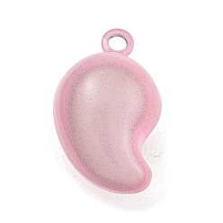 Pearl Pink Brass Bell Pendants, Magatama, Pearl Pink, 28x16x17mm, Hole: 3mm