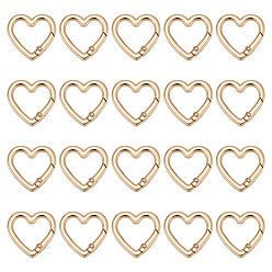Light Gold 20шт. сплав пружинных затворных колец, сердце, золотой свет, 28.5x29.5x4 мм