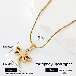 Dragonfly Elegantes collares con colgante de acero inoxidable para mujer, dorado, libélula, 304 pulgada (15.75 cm)