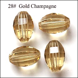 Золотистый Имитация Австрийские кристаллические шарики, класс AAA, граненые, овальные, золотые, 10x13 мм, отверстие : 0.9~1 мм