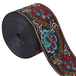 Fleur Ruban polyester style ethnique, accessoires du vêtement, motif de fleur, 2 pouces (50 mm), environ 7.66 yards (7m)/rouleau, 1 rouleau/sac