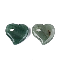 Зеленый Авантюрин Естественный зеленый авантюрин подвески, сердце прелести, 30~30.5x29~30x8~8.5 мм, отверстие : 6~6.5 мм
