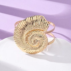 Shell Shape Браслеты-манжеты из сплава и железа для женщин, золотые, формы раковины, внутренний диаметр: 2-1/4 дюйм (5.75 см)