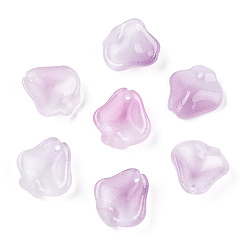 Сливовый Двухцветные стеклянные подвески, Китайские подвески-лепестки лианы-трубы, слива, 15x14.5x5 мм, отверстие : 1.2 мм