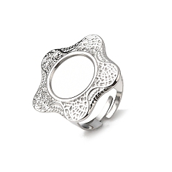 Нержавеющая Сталь Цвет 304 компоненты манжетного кольца из нержавеющей стали, Настройки колодки кольцо, звезда, цвет нержавеющей стали, лоток : 13.5 мм, внутренний диаметр: 18 мм