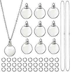 Круглые Наборы для изготовления ожерелий своими руками, включая подвески для стеклянных бутылок, 304 Открытые соединительные кольца и цепочки из нержавеющей стали, круглые, 22x16 мм, отверстие : 1.8 мм