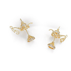 Настоящее золото 18K Латунный кубок жемчужный колышек, реальный 18 k позолоченный, 21x8 мм