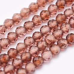 Orange Natural Garnet Beads Strands, Round, Faceted, Orange, 2mm, Hole: 0.5mm, about 174pcs/strand, 15.5 inch(39.5cm)
