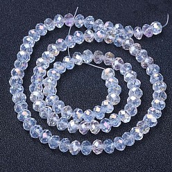 Clear AB Electroplate Glass Beads Strands, AB Color Plated, Faceted, Rondelle, Clear AB, 2.5x2mm, Hole: 0.4mm, about 199pcs/strand, 13.4 inch(34cm)