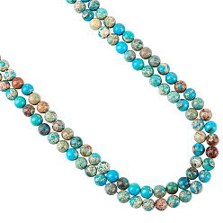 Sky Blue Natural Imperial Jasper Beads Strands, Round, Dyed, Sky Blue, 8mm, Hole: 1mm, about 48pcs/strand, 15.7 inch, 2strands/box