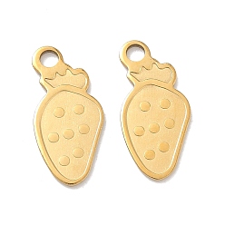 Настоящее золото 18K 304 подвески из нержавеющей стали, клубничное очарование, ионное покрытие (ip), реальный 18 k позолоченный, 17.5x8.5x0.8 мм, отверстие : 2 мм