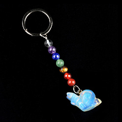 Опал Брелок из опалита, с кварцевым резонатором, аметист, ляпис, авантюрин, красный агат, красная яшма, улитка, 10 см