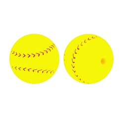 Baseball Пищевые экологически чистые силиконовые бусины, бейсбол, 12 мм