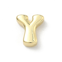 Letter Y Латунные бусины, долговечный, стойки покрытие, без свинца и без кадмия, реальный 18 k позолоченный, Письмо Y, 12.5x11x4.5 мм, отверстие : 3x2 мм