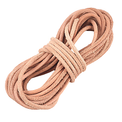 Персиковый Слойка 5 шнуры из коровьей кожи для рукоделия, круглые, розовые, 3 мм, около 5.47 ярдов (5 м) / комплект