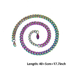 Rainbow Color 304 из нержавеющей стали цепью кубинский ссылка ожерелья, Радуга цветов, 15.75 дюйм (40 см)
