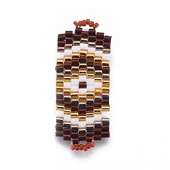 Colorful MIYUKI & TOHO Handmade Japanese Seed Beads Links, Loom Pattern, Rectangle, Colorful, 34~35x14~14.5x1.6~2mm, Hole: 1.8~2mm
