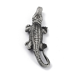 Antique Silver Tibetan Style Alloy Big Pendants, Frosted, Crocodile Charm, Antique Silver, 59x20x8mm, Hole: 14x4.5mm