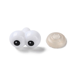White Plastic Craft Doll Eyes, Feet Cone Studs, with Plastic Pins, White, 20.5x20.5x11.5mm