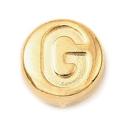 Letter G 304 из нержавеющей стали бусы, плоские круглые с буквы, золотые, Буква G, 7x3.5 мм, отверстие : 1.7 мм