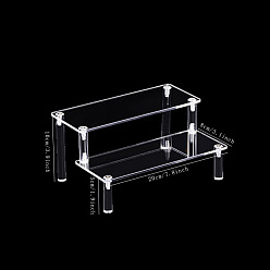 Прозрачный 2-ярусные акриловые фигурки демонстрируют подставки, для глухих коробов, ювелирные изделия, кекс, прозрачные, 20x8 см