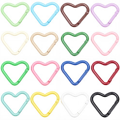 (52) Непрозрачная лаванда 20шт. алюминиевые пружинные кольца-затворы, сердце, разноцветные, 40.5x43x4.5 мм, внутренний диаметр: 28x34 мм