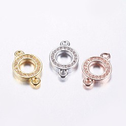(52) Непрозрачная лаванда Долговечные латунные микропроволочные кубические циркониевые соединения, прозрачные, кольцо, разноцветные, 14.5x9.5x2 мм, отверстие : 1.5 мм