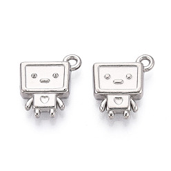 Нержавеющая Сталь Цвет Антикоррозийные 304 подвески из нержавеющей стали, очарование робота, цвет нержавеющей стали, 20.5x17x4.5 мм, отверстие : 1.6 мм